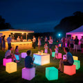 CUBECREST kubusvormige vloerlamp voor buiten - RGB-verlichting, afstandsbediening, dimbaar en weerbestendig ontwerp