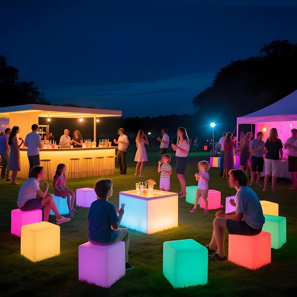 CUBECREST kubusvormige vloerlamp voor buiten - RGB-verlichting, afstandsbediening, dimbaar en weerbestendig ontwerp