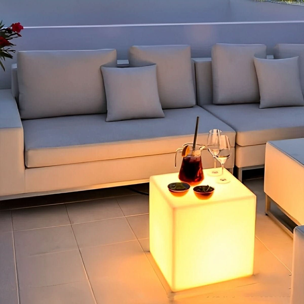 CUBECREST kubusvormige vloerlamp voor buiten - RGB-verlichting, afstandsbediening, dimbaar en weerbestendig ontwerp