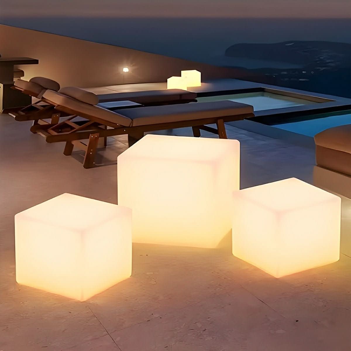CUBECREST kubusvormige vloerlamp voor buiten - RGB-verlichting, afstandsbediening, dimbaar en weerbestendig ontwerp