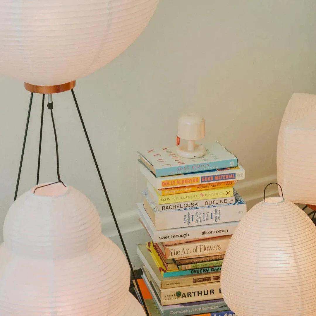 Akari Inspired Large Rice Paper Floor Lamp With Metal Frame For Ambient Lighting