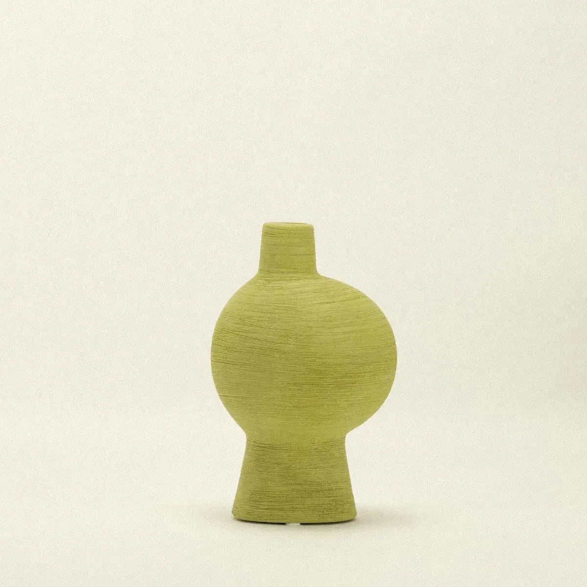 Organic Ceramic Vase In Emerald Green With Sculptural Shape For Living Room