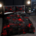 Neonara Set di copripiumino e federe 3D — Biancheria da letto con griglia futuristica da gamer