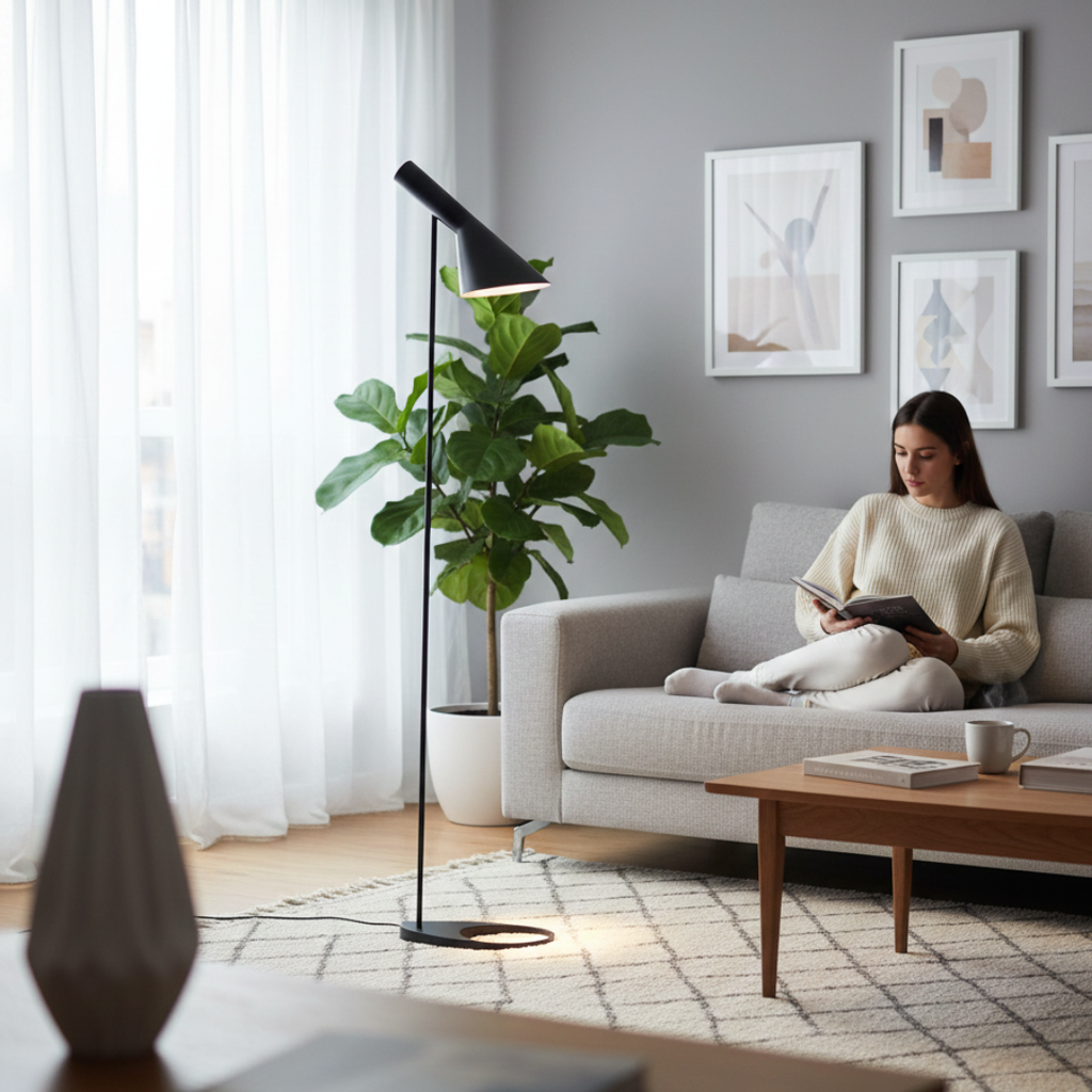 Nordic LED Floor Lamp With Eye Comfort Lighting And Adjustable Brightness For Living Areas