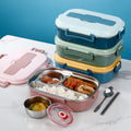 Thermo Stainless Steel Lunch Box Maintains Food Warmth Or Cold With Leakproof Compartments