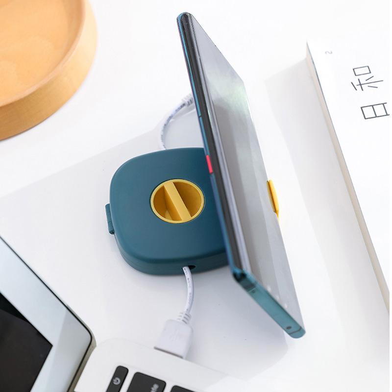 2-in-1 ケーブル巻き取り機能付きスマホスタンド - コンパクトなケーブルオーガナイザー