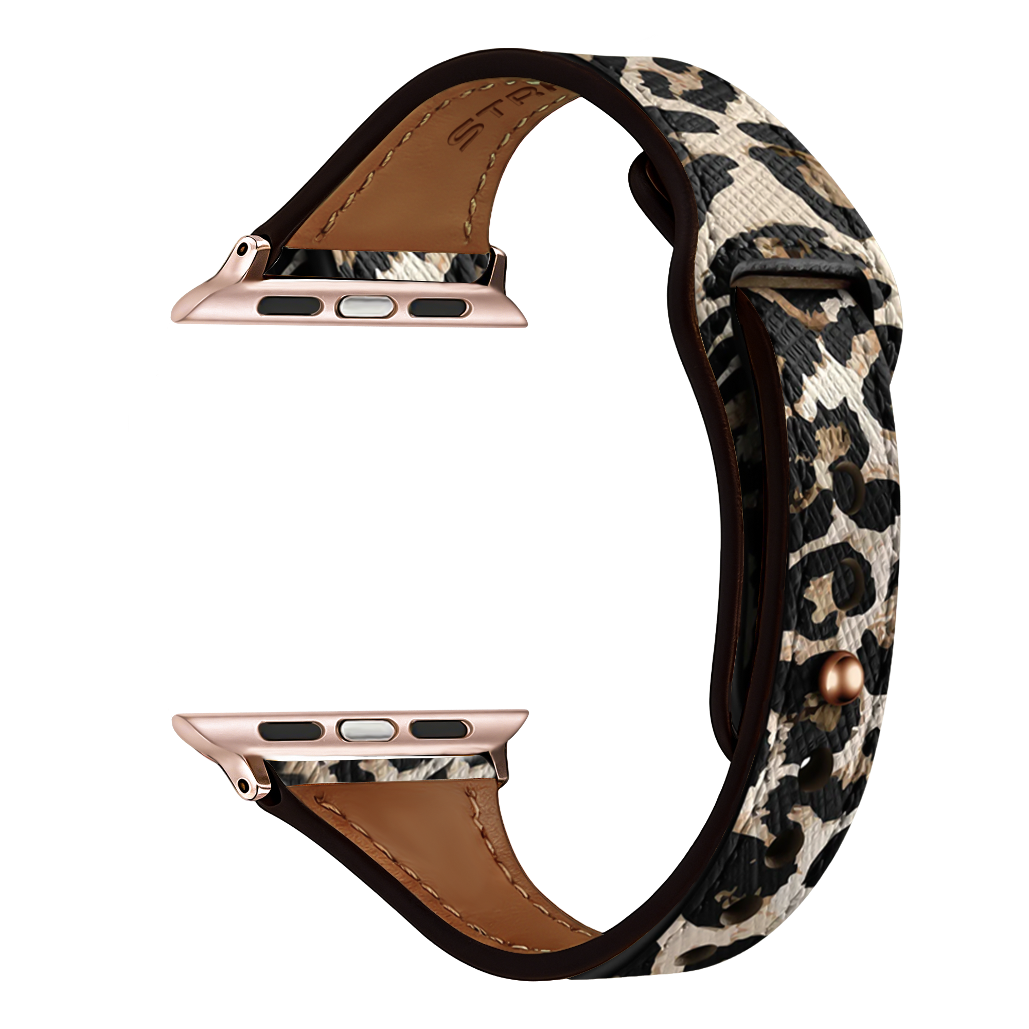 Udskiftningsrem i læder med leopardmønster til Apple Watch