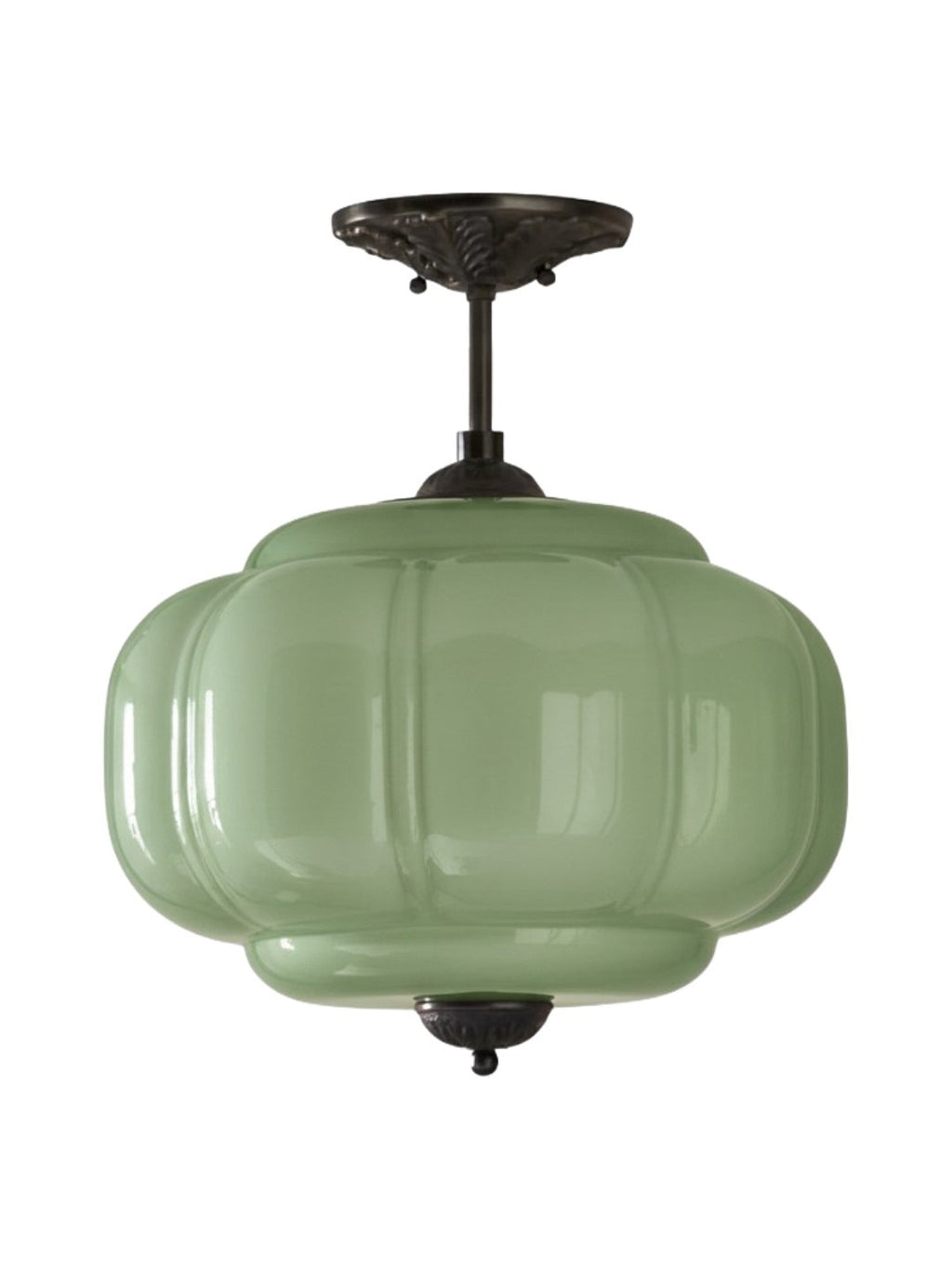 Vintage Milk Glass Ceiling Light With Fluted Rim White Pink Green Matte Glass Brass Black