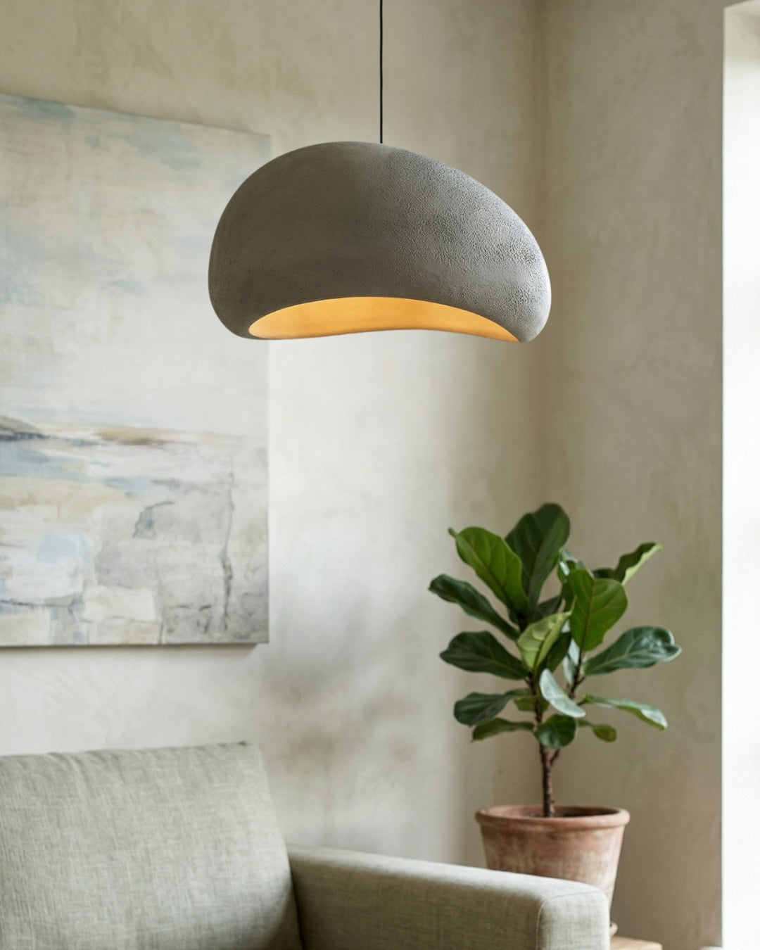 Wabi Sabi Polymer Pendant Light With Organic Texture For Living And Dining Rooms