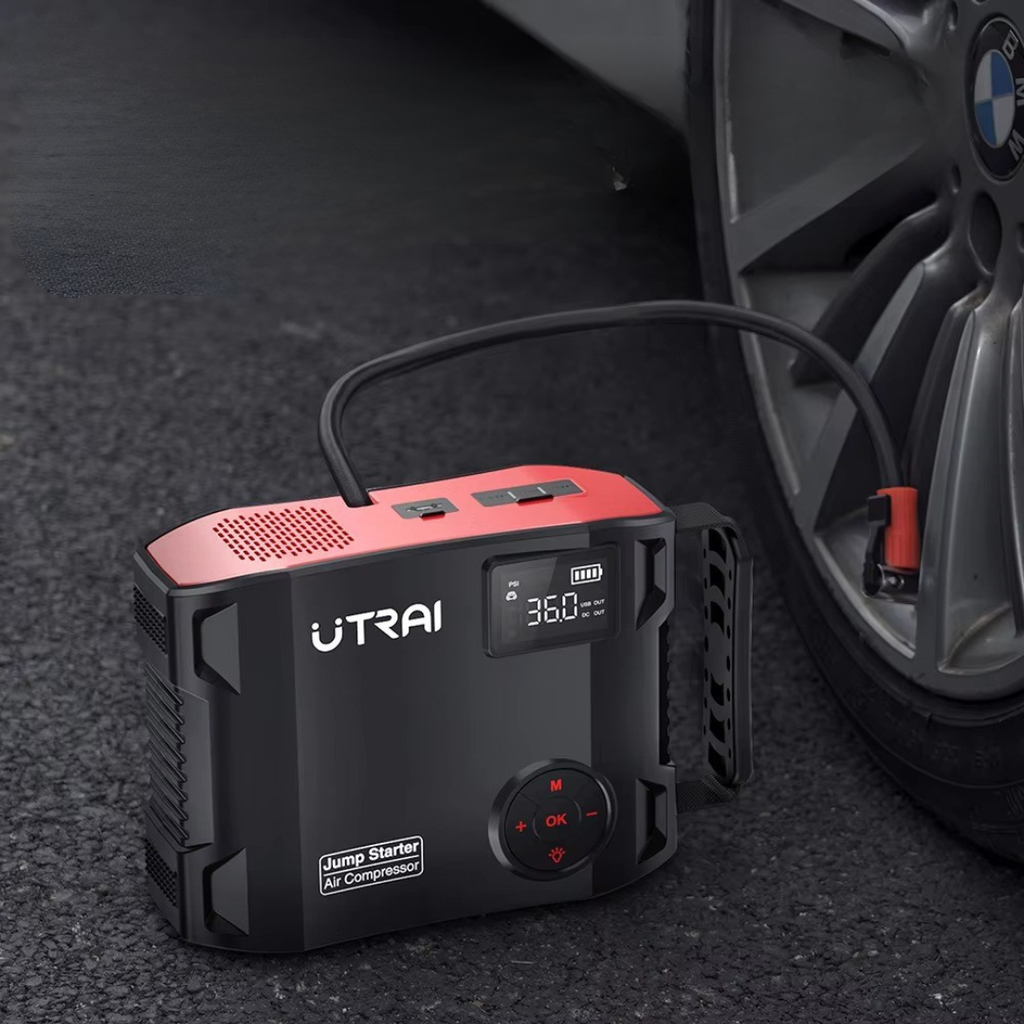 Utrai 2000A Jump Starter Power Bank Portable Car Emergency Kit With Air Compressor And LED Light
