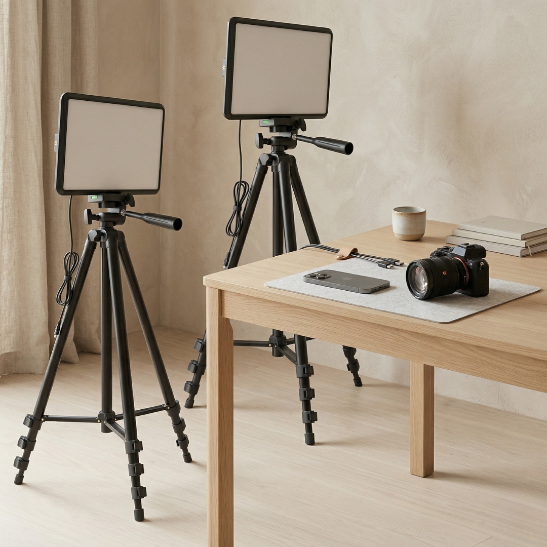 LED Video Lighting Kit With Adjustable Brightness And Color Temperature From 2800K To 6500K, Two Stands Up To 57 Inches