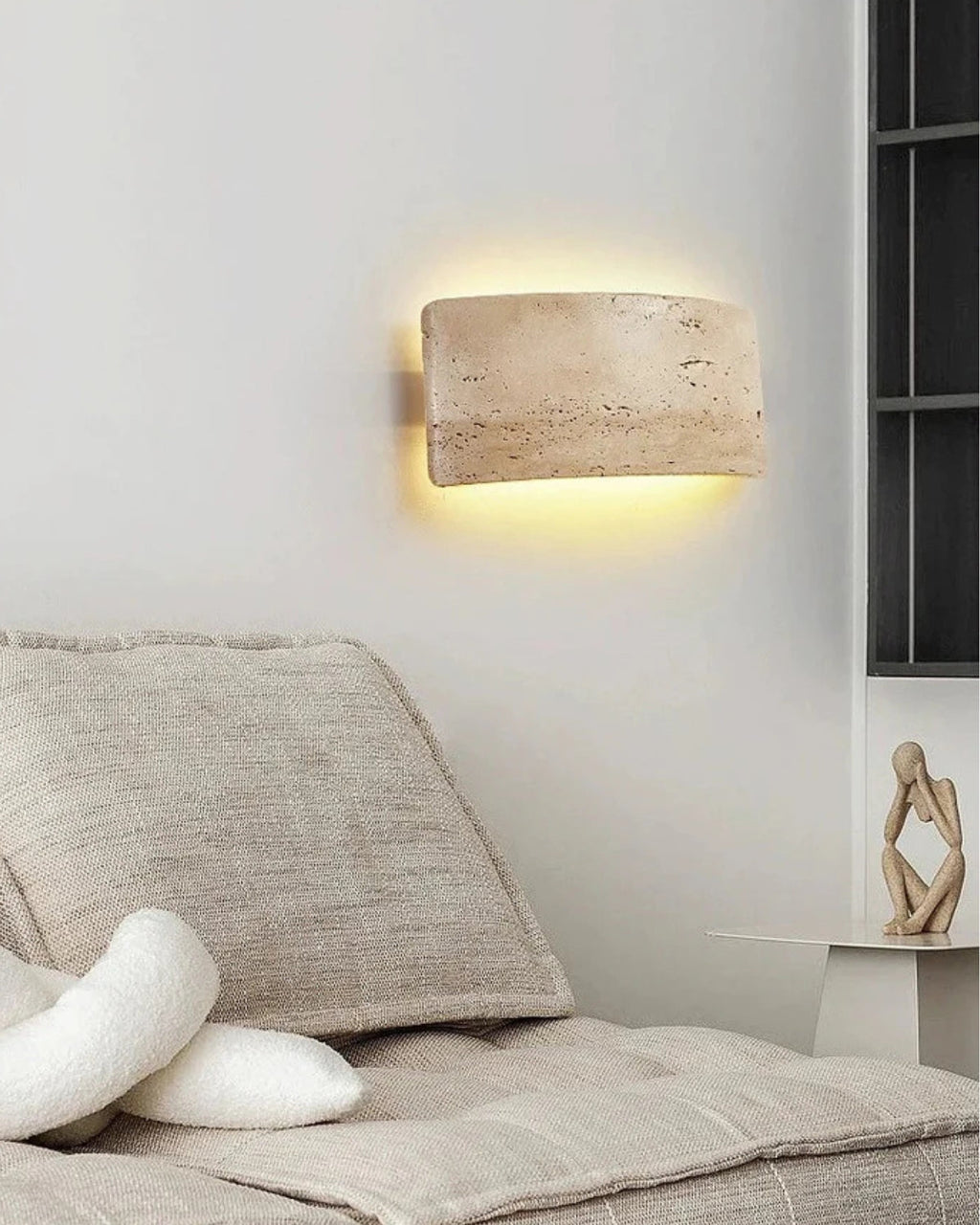 Travertine Wall Lamp With Warm LED Light For Indoor And Outdoor Waterproof