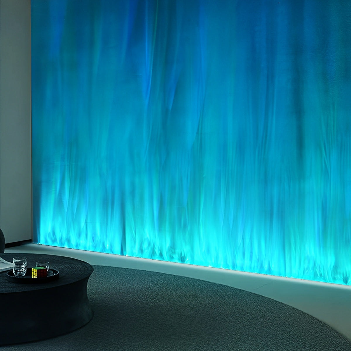 Wall Lamp With 3D Flame Effect Aluminum Black RGBW Atmosphere Light