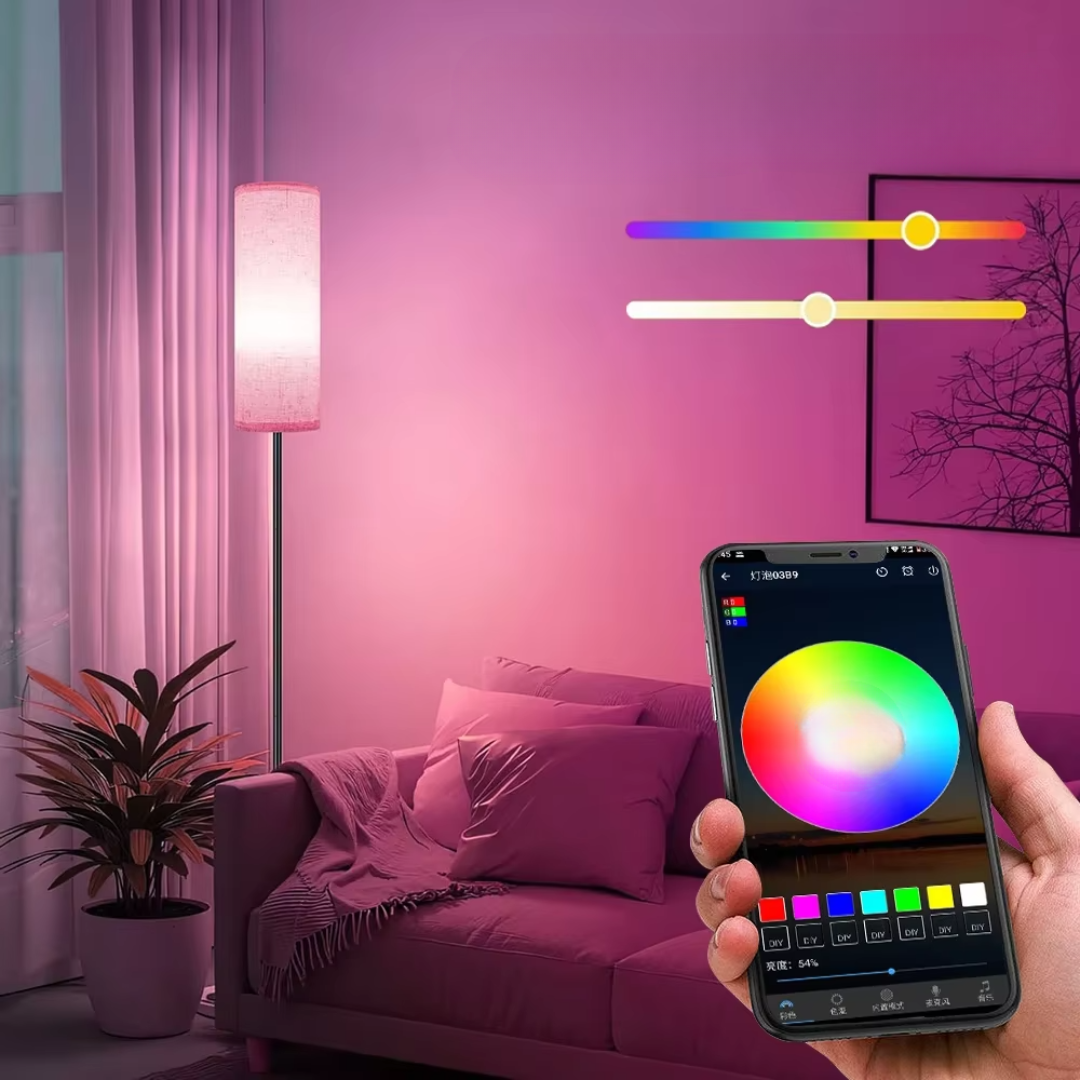 App Controlled RGB Floor Lamp For Customizable Ambient Lighting In Any Room Or Office Space