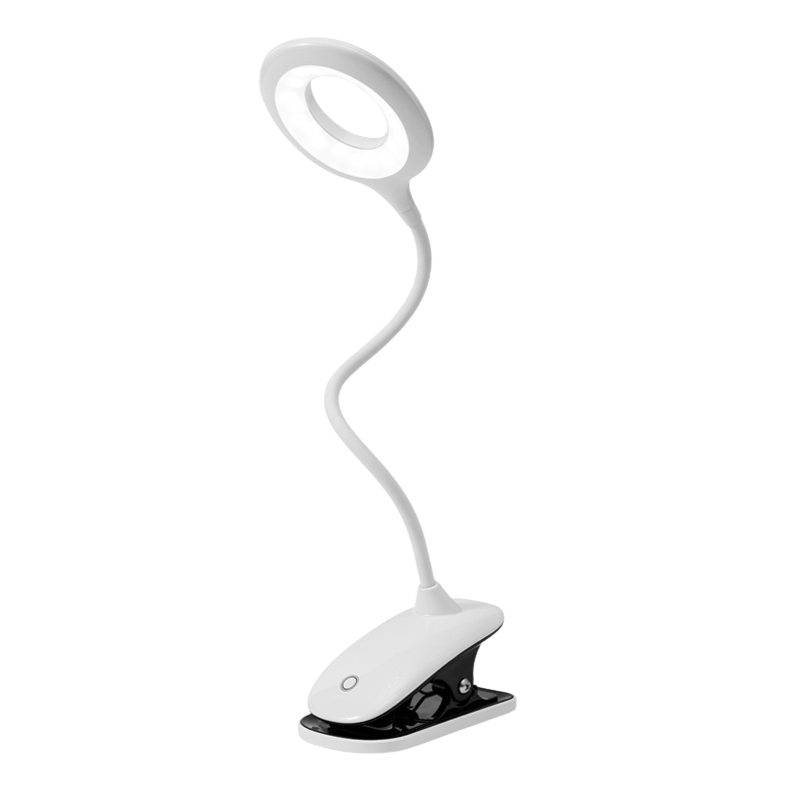 Rechargeable USB Clip-On Reading Light With Flexible Gooseneck And Dimmable Lighting