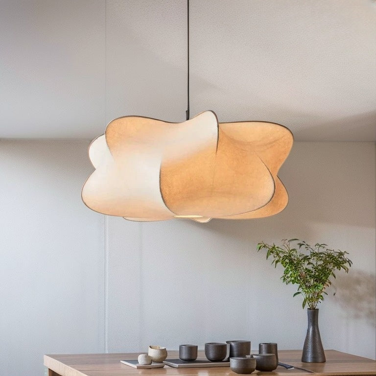 Suspension en soie style japonais, rose clair ou blanc, lumière diffuse chaude