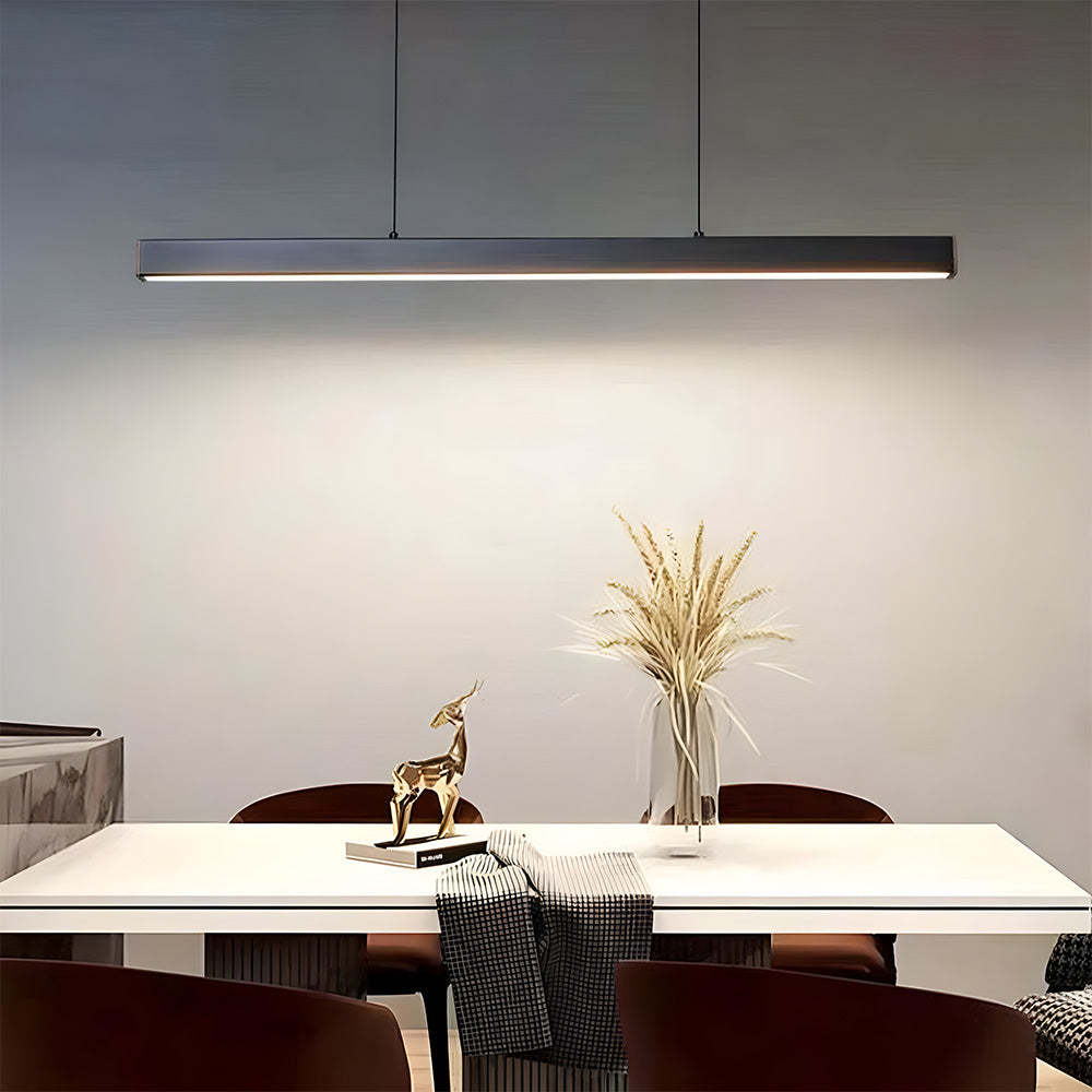 Verumo Linear LED Pendant Lamp In Black Metal For Kitchen Island Or Dining Table