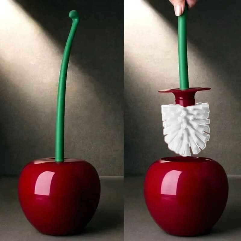 CHERRICLEAN toiletsæt med kirsebærformet toiletbørste og holder — legende design til rengøring af badeværelset