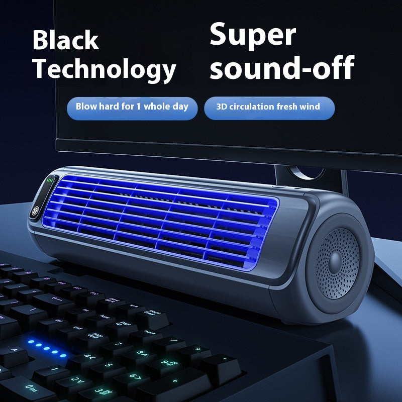 USB Bladeless Tower Fan for Desk and Home Office, Quiet Gray, Three-Speed Cooling