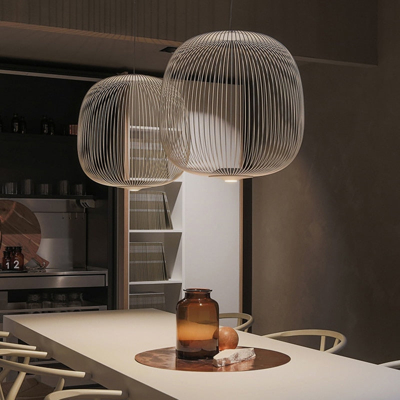 Spokes Motif Pendant Light For Modern Interiors, Diameter Of 35 Cm, Height Of 135 Cm, Ideal For Dining Rooms