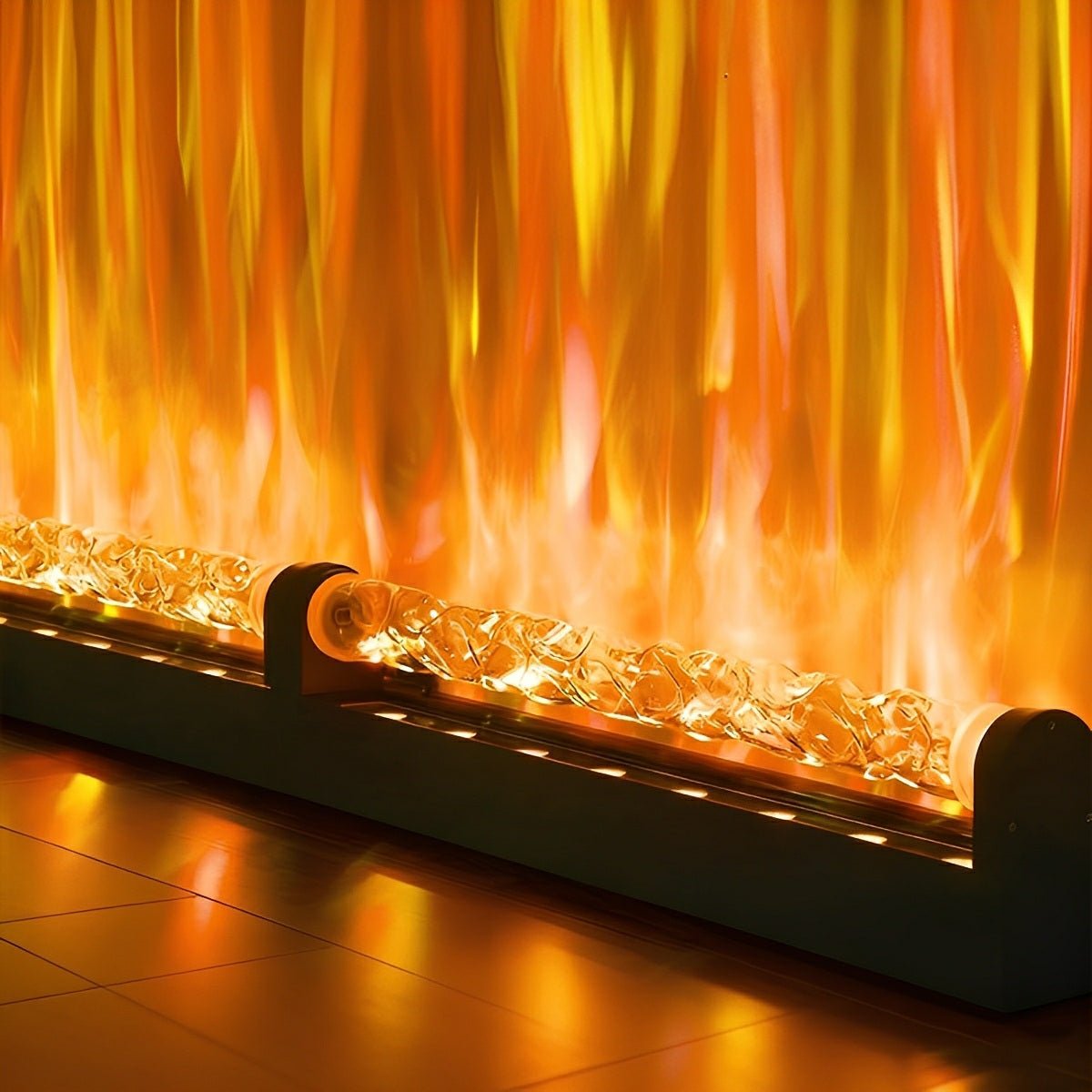 Wall Lamp With 3D Flame Effect Aluminum Black RGBW Atmosphere Light