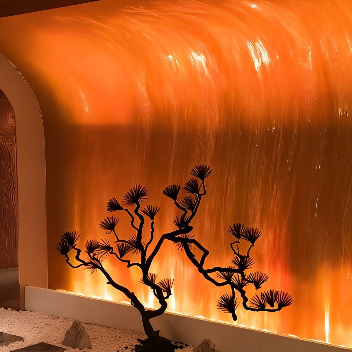 Wall Lamp With 3D Flame Effect Aluminum Black RGBW Atmosphere Light