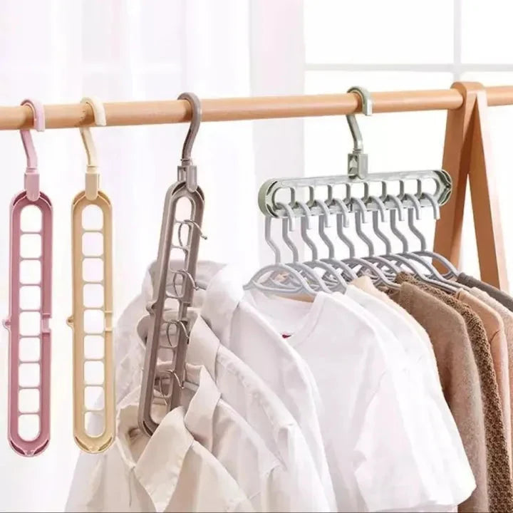 3-Pack Vertical Clothes Hanger Organizers — 9-Hanger Capacity, Horizontal or Vertical Hanging