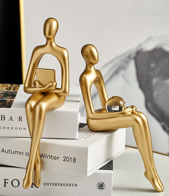 Seated Abstract Resin Sculpture For Modern Home Decor