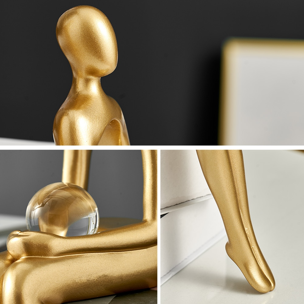 Seated Abstract Resin Sculpture For Modern Home Decor