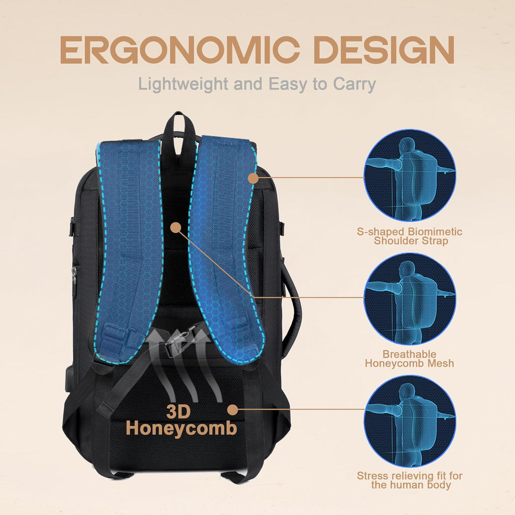 Zaino da viaggio impermeabile espandibile da 40 L con porta USB e scomparto per laptop da 17” (43.18 cm) – AirVoyage | Ka-mostore