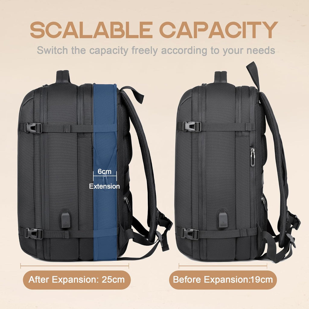 Zaino da viaggio impermeabile espandibile da 40 L con porta USB e scomparto per laptop da 17” (43.18 cm) – AirVoyage | Ka-mostore