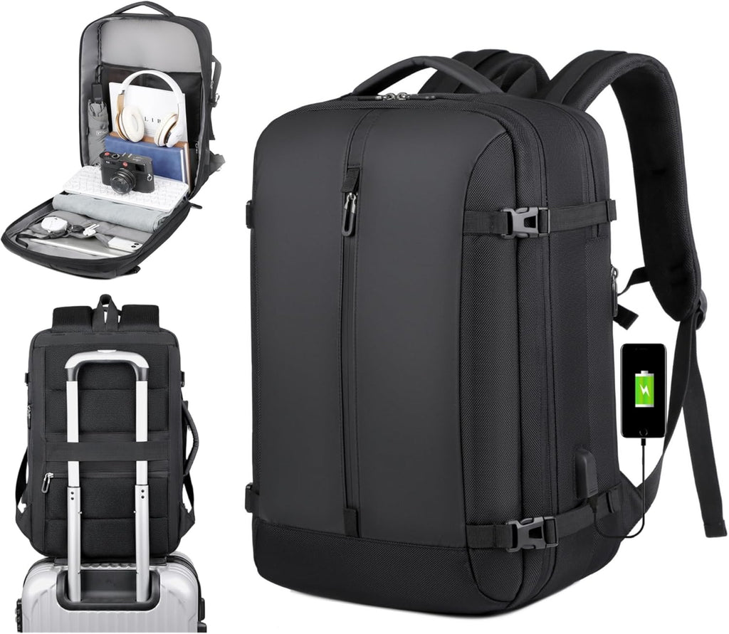 Zaino da viaggio impermeabile espandibile da 40 L con porta USB e scomparto per laptop da 17” (43.18 cm) – AirVoyage | Ka-mostore