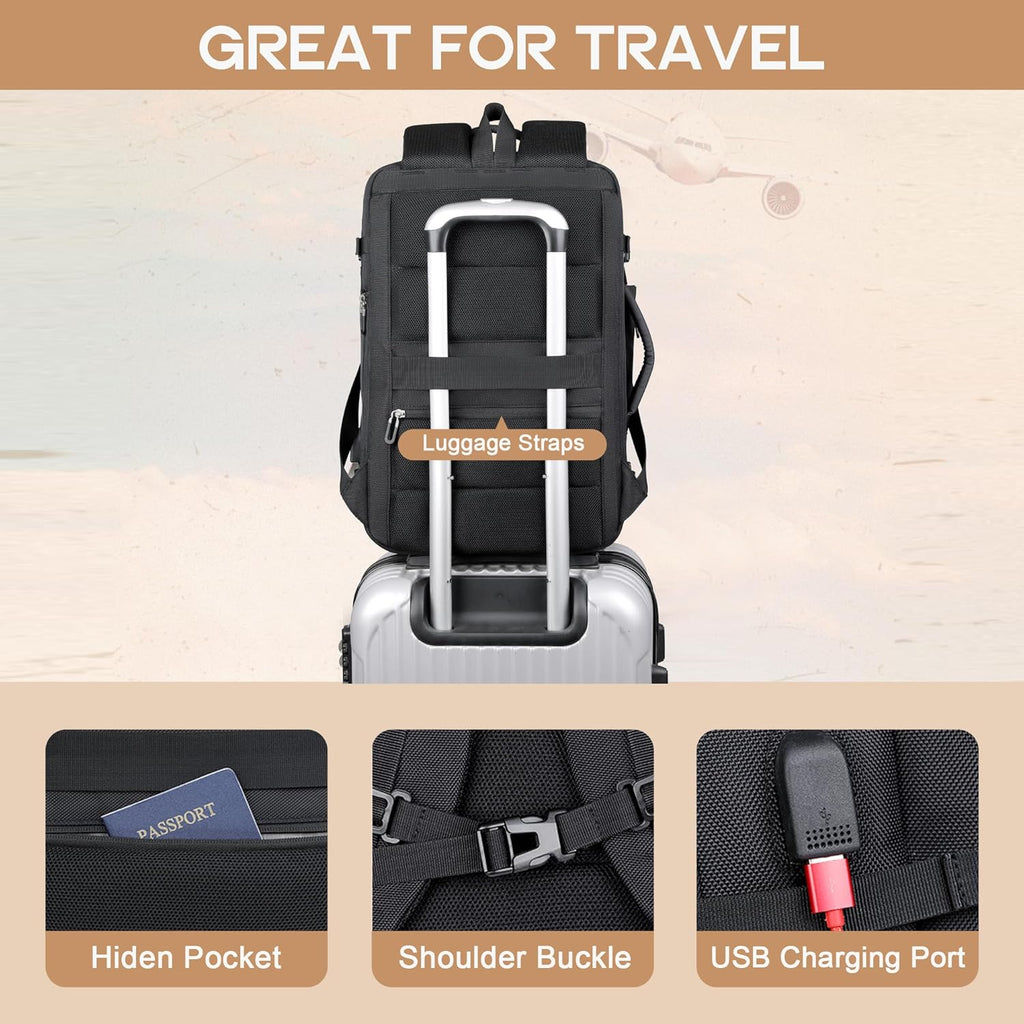 Zaino da viaggio impermeabile espandibile da 40 L con porta USB e scomparto per laptop da 17” (43.18 cm) – AirVoyage | Ka-mostore