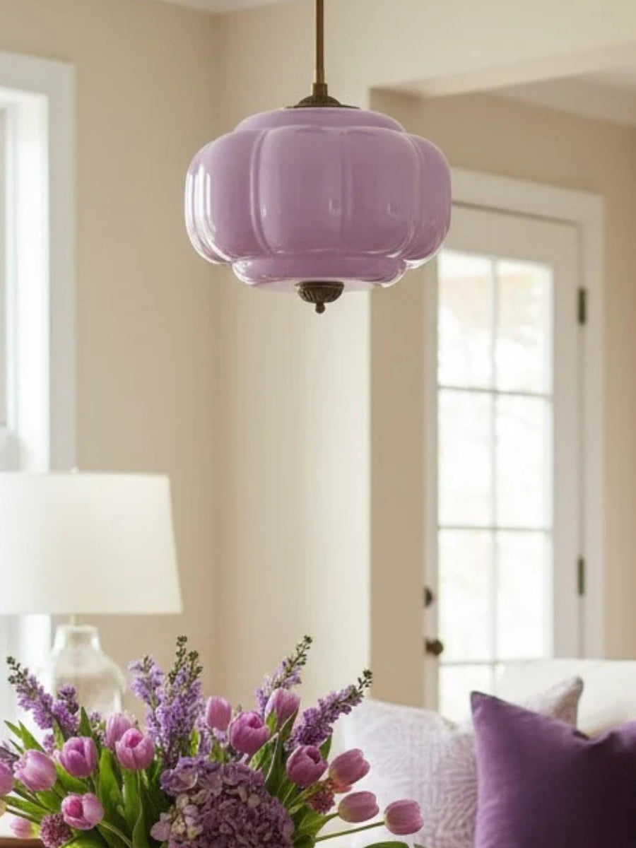 Vintage Milk Glass Ceiling Light With Fluted Rim White Pink Green Matte Glass Brass Black