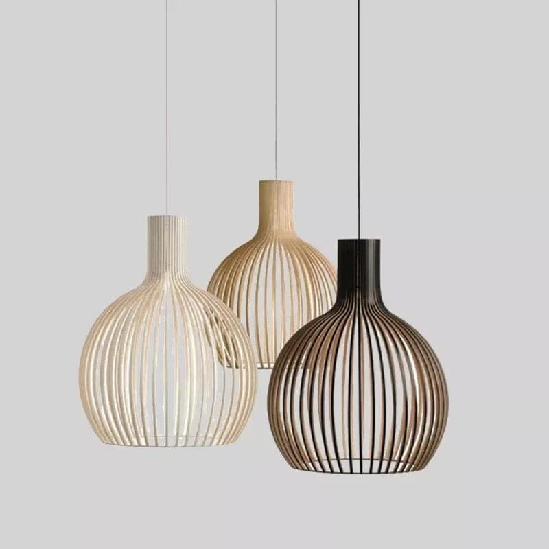 Nordhaven Rustic Light Pendant In Wooden Cage Ceiling Fixture With Adjustable Cord