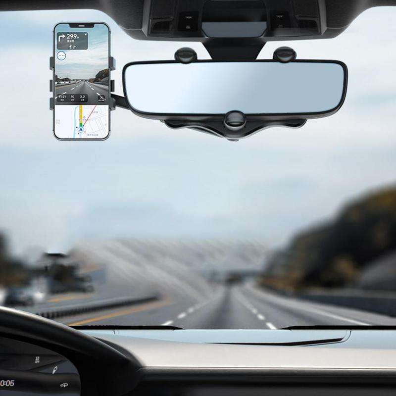 Universal Rearview Mirror Phone Holder With 360 Degree Rotation For Navigation