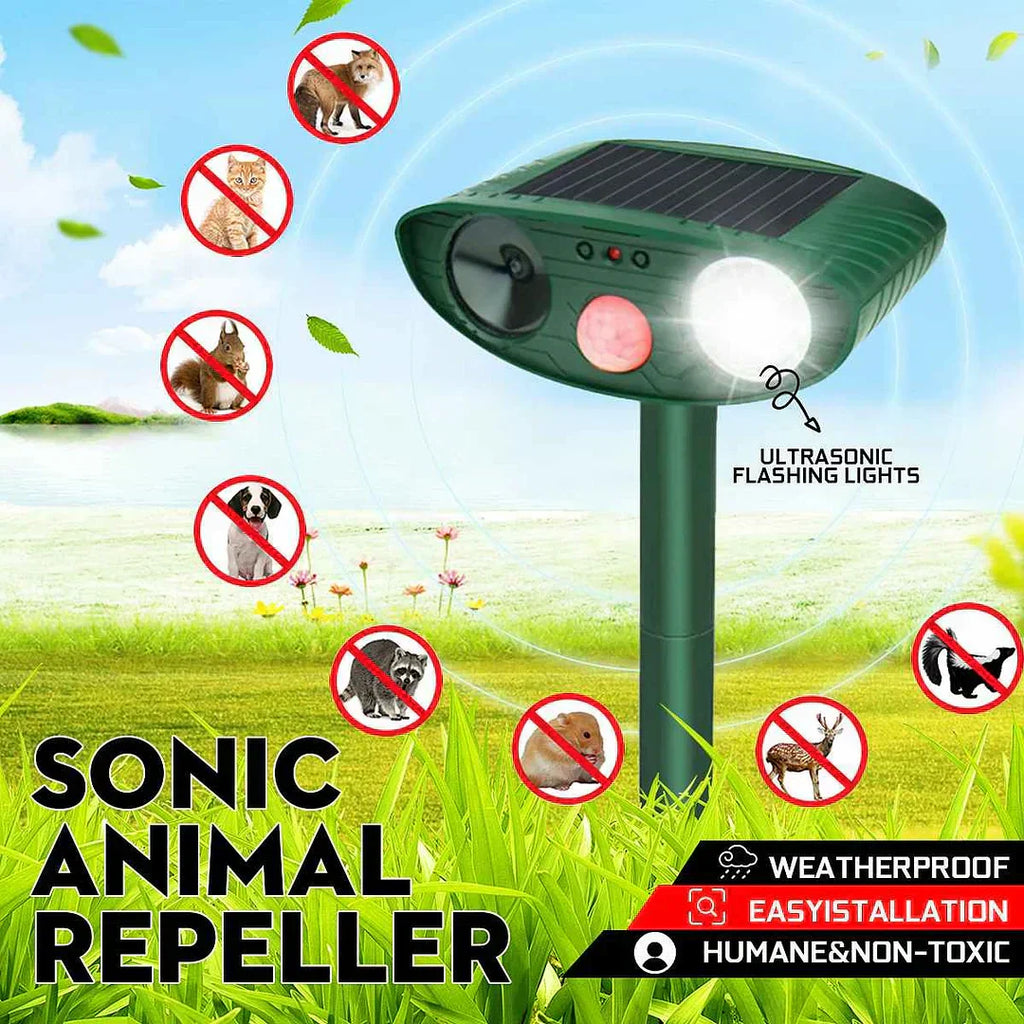 Solar Ultrasonic Repeller With PIR Sensor For Outdoor Gardens