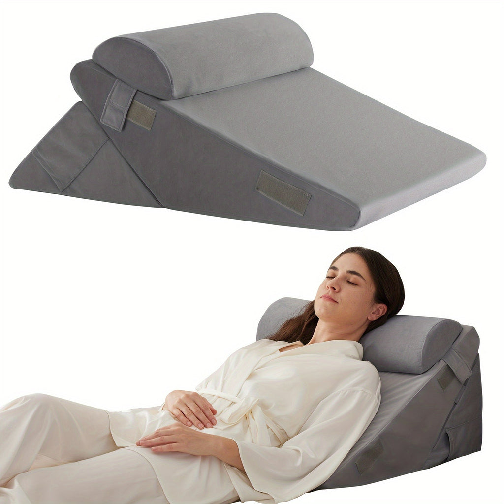 Bed Wedge Pillow With Memory Foam For Back Leg And Knee Comfort
