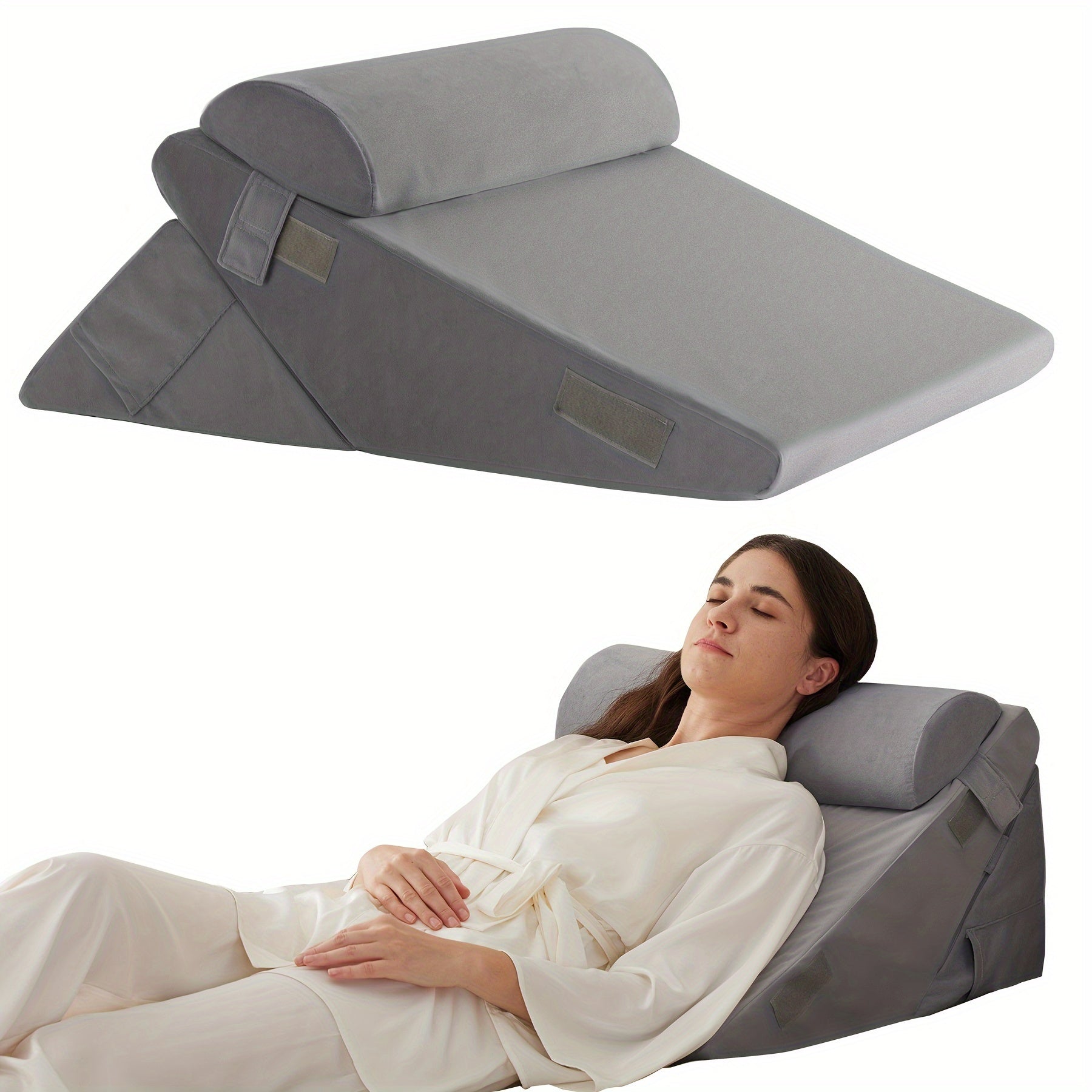 Bed Wedge Pillow With Memory Foam For Back Leg And Knee Comfort