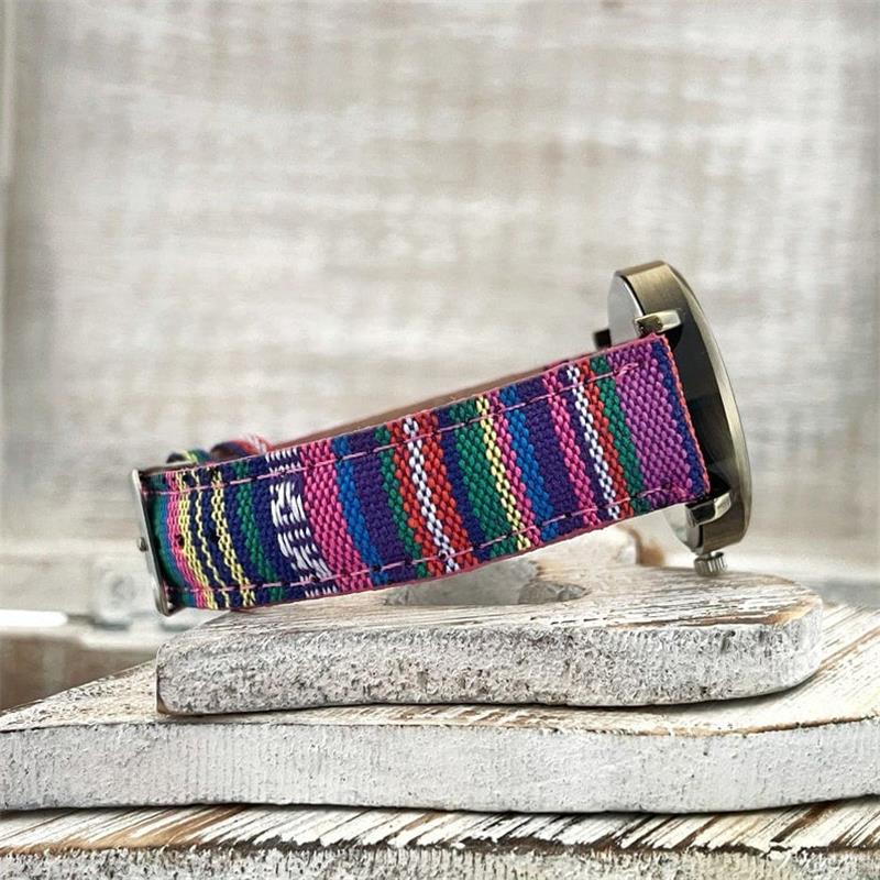 Rainbow Pattern Vintage Women's Watch With Braided Strap