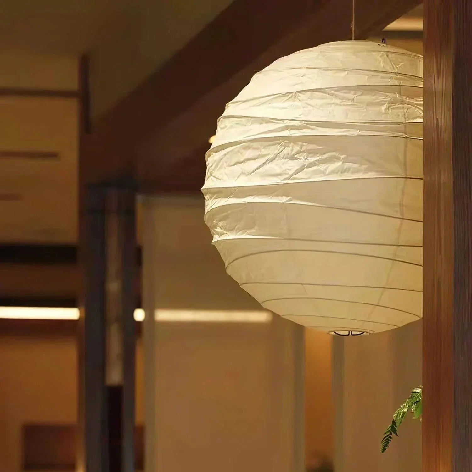 Indoor Ceiling Light Pendant With Rice Paper Sphere Shade For Elegant Home Interiors In Living Rooms And Entryways