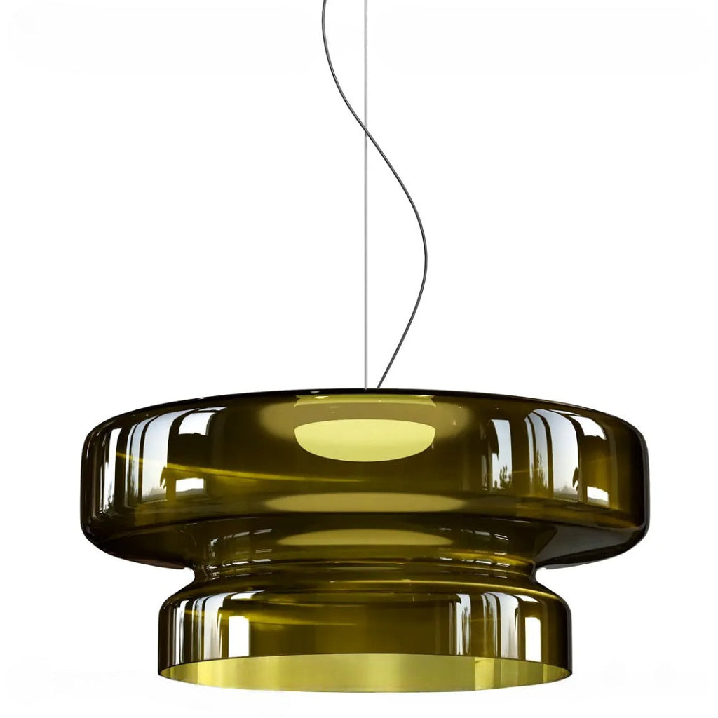 Two Tier Light With Coloured Glass, Bauhaus Style Pendant For Modern Homes Geometric Ceiling Fixture