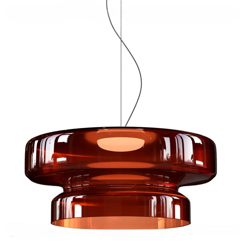 Two Tier Light With Coloured Glass, Bauhaus Style Pendant For Modern Homes Geometric Ceiling Fixture