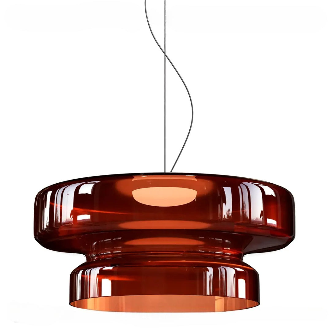 Two Tier Light With Coloured Glass, Bauhaus Style Pendant For Modern Homes Geometric Ceiling Fixture