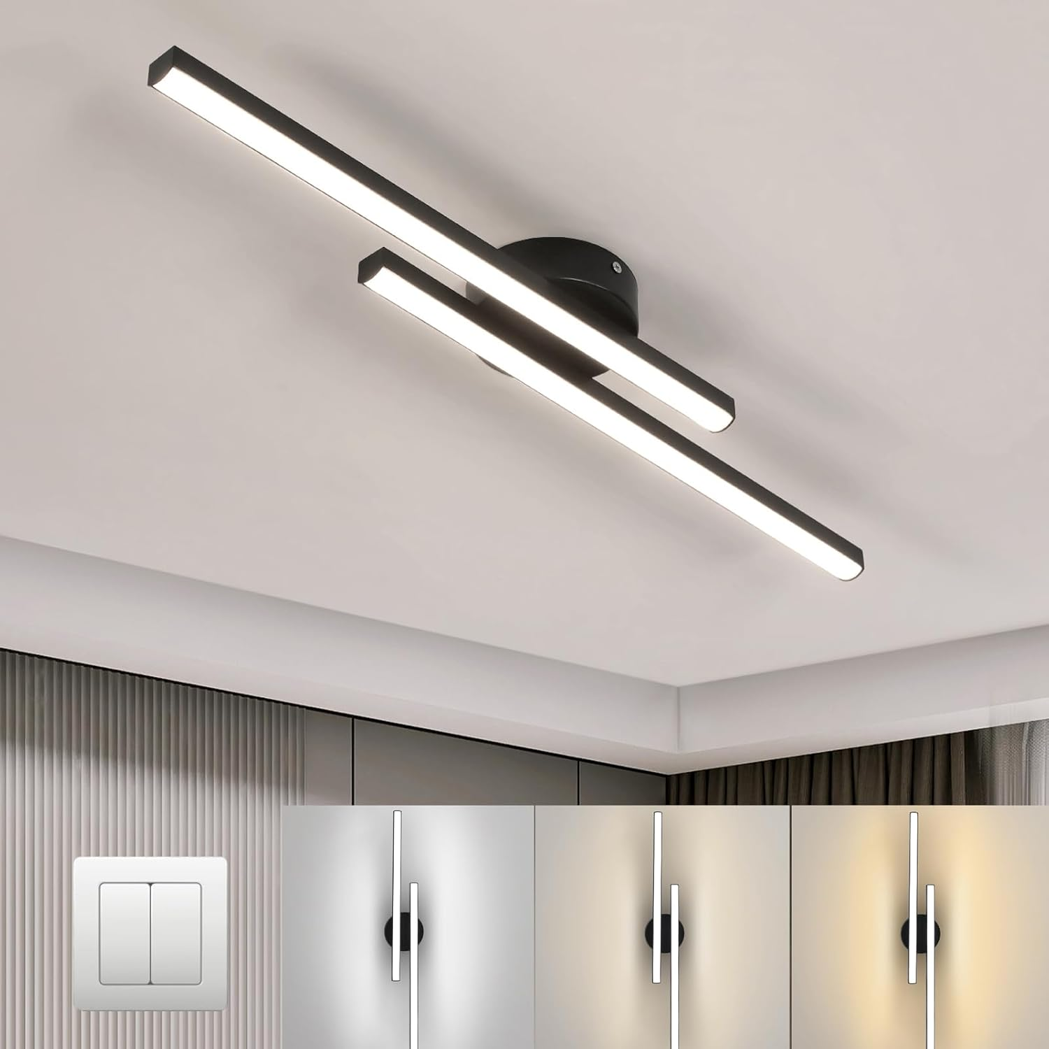 LumenVale Aluminum LED Ceiling Light With Minimalist Design, Semi Flush For Living Areas