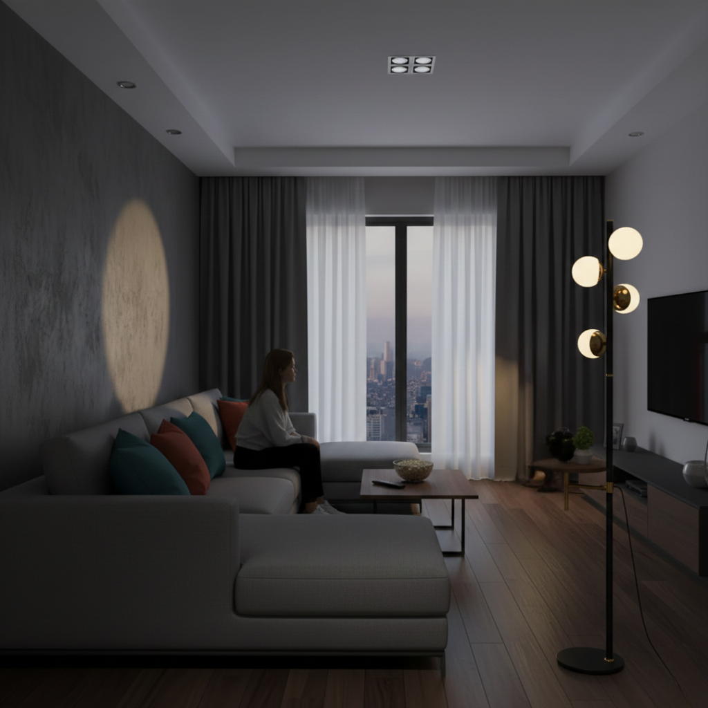 Elegant Floor Lamp With A Built In Table For Living Rooms In Nordic Modern Style