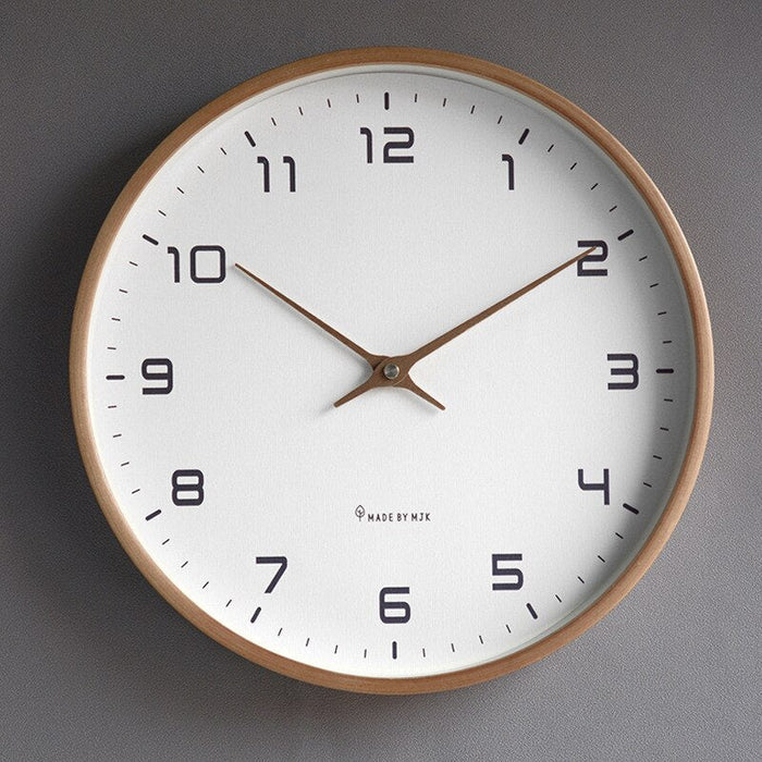 Square Solid Wood Wall Clock With Brown Cream Finish, Scandinavian Design, Quiet Movement