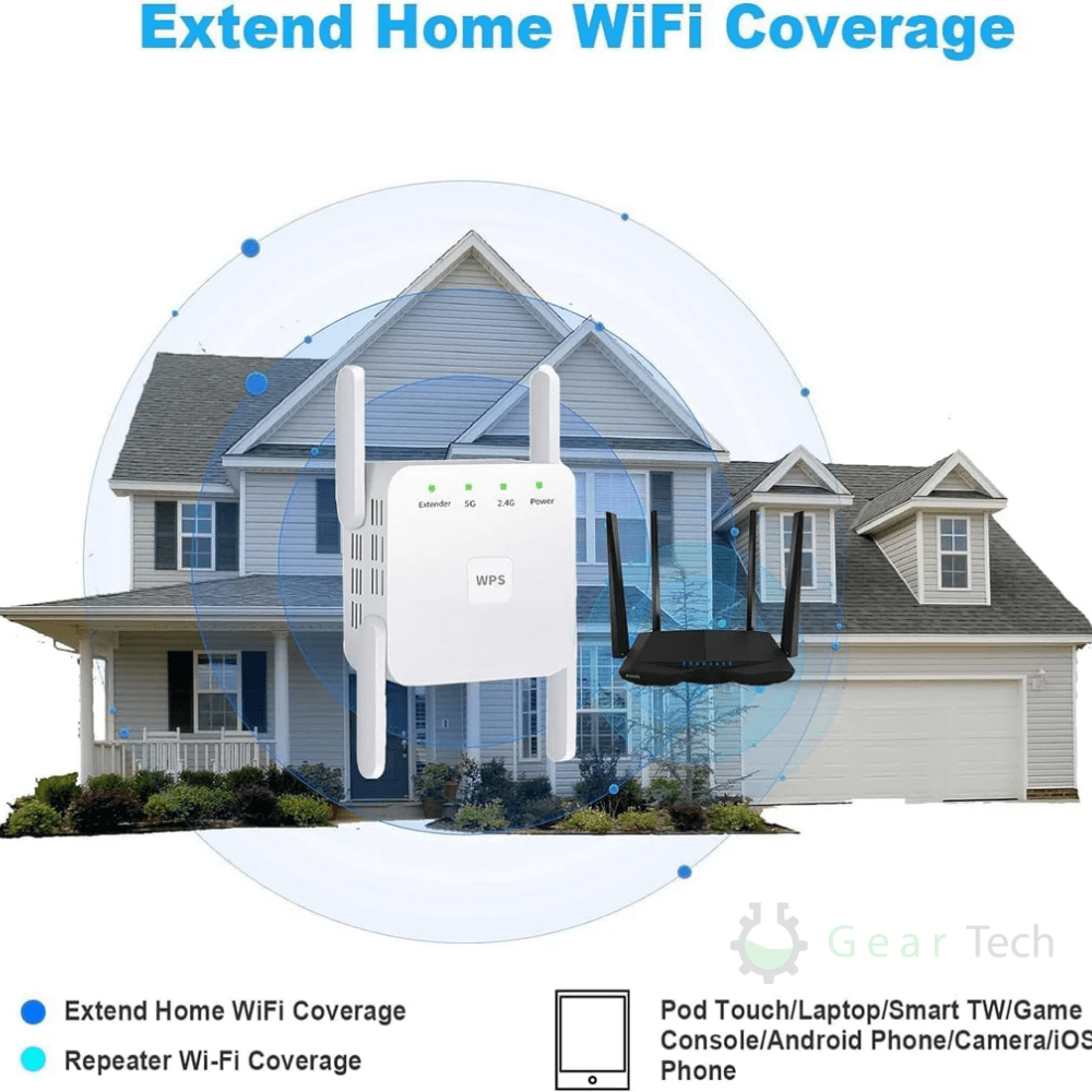 5G Dual Band WiFi Extender 300Mbps Reach Up To 1000ft With WPS