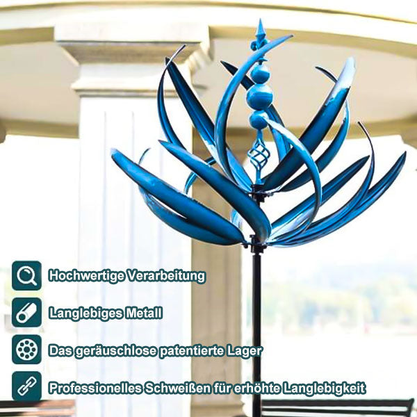 Rotating Metal Windmill Weather Vane With Bird Design, Blue And Red, 90cm Garden Decor