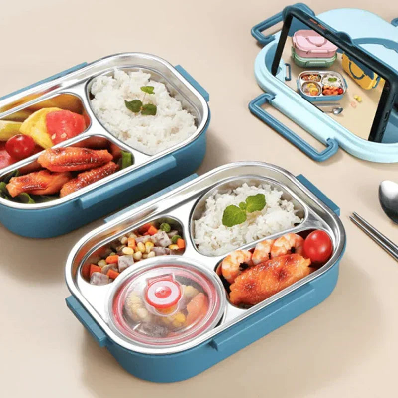 Thermo Stainless Steel Lunch Box Maintains Food Warmth Or Cold With Leakproof Compartments